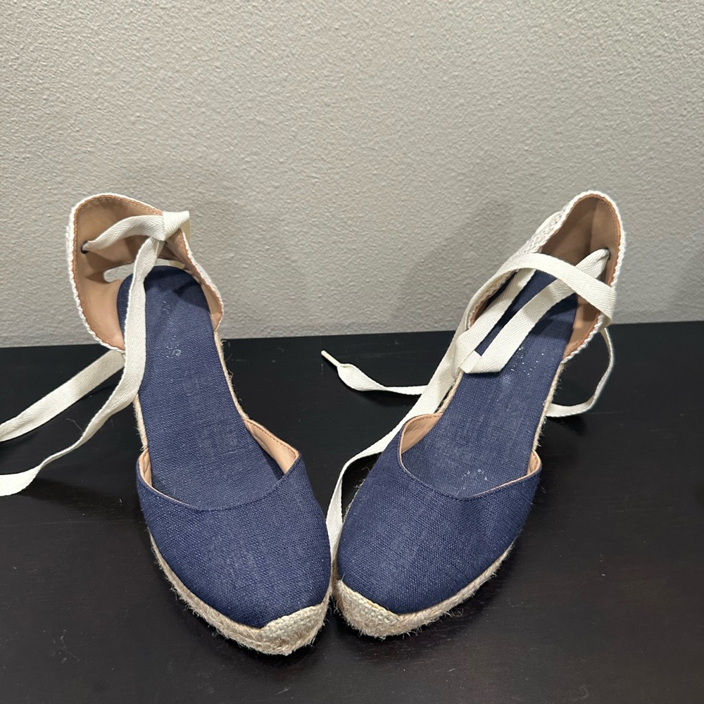 Women's Blue Espadrille Wedges